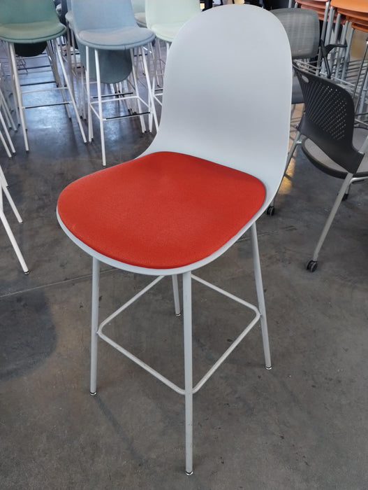 Senator Stool White w/ Red Seat